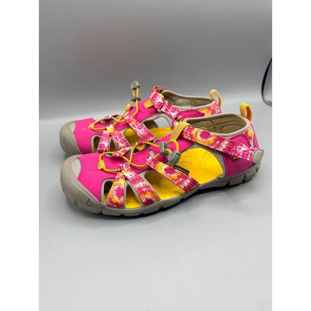 Keen‎ Kids Seacamp II CNX Pink Yellow Tie Dye Waterproof Sandals Size 7 Big Kid